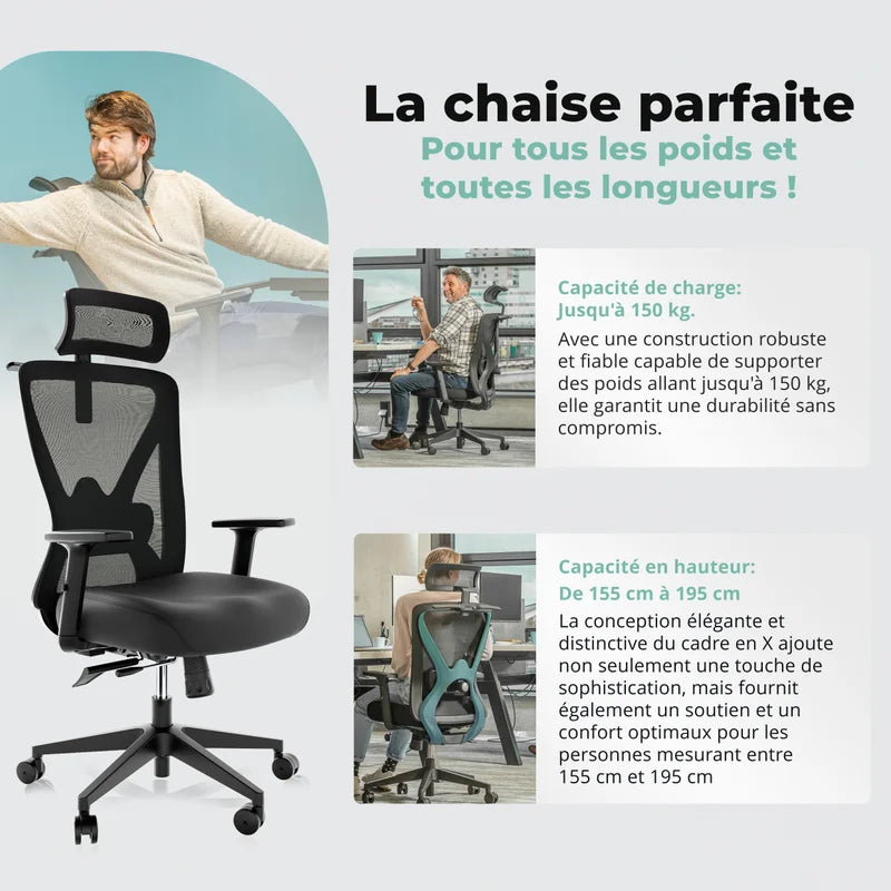 Backerz Chaise de bureau ergonomique