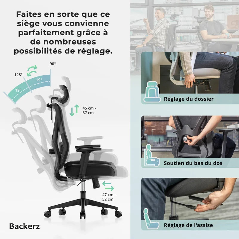 Backerz Chaise de bureau ergonomique