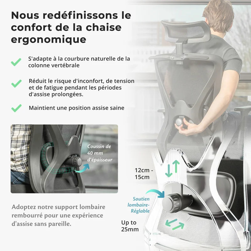 Backerz Chaise de bureau ergonomique