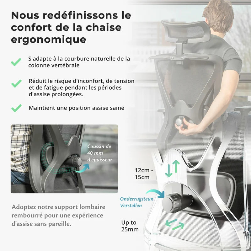 Backerz Chaise de bureau ergonomique