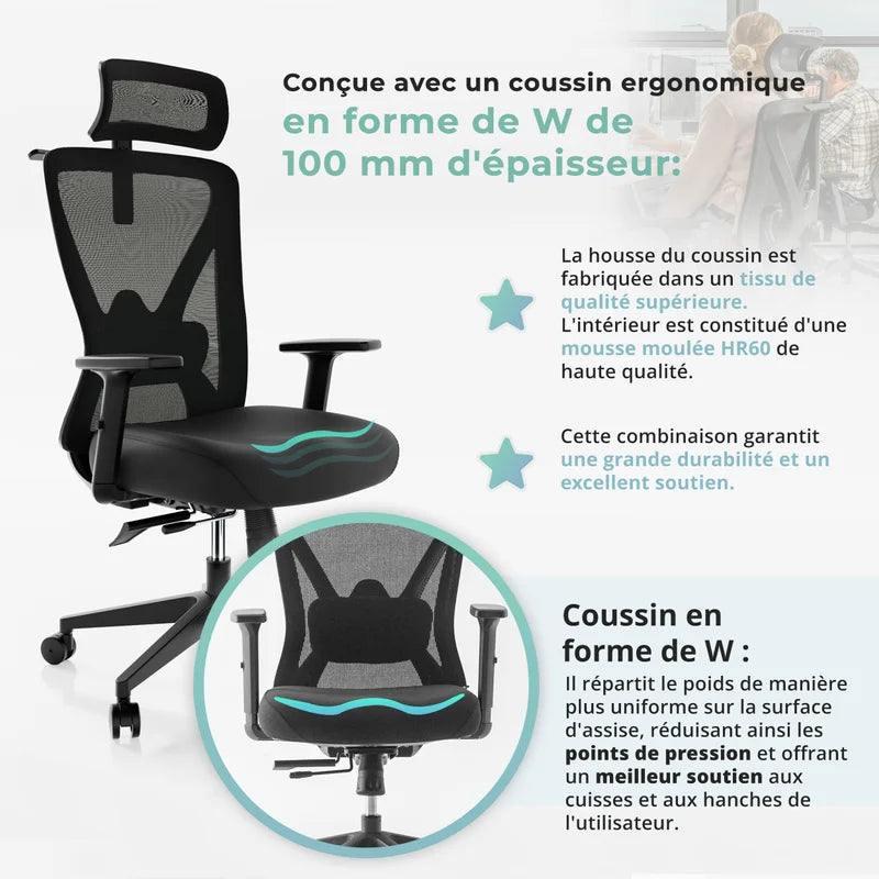 Backerz Chaise de bureau ergonomique