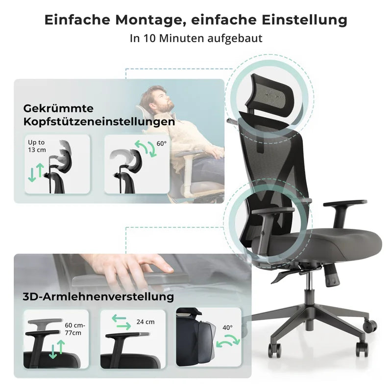 Backerz Chaise de bureau ergonomique