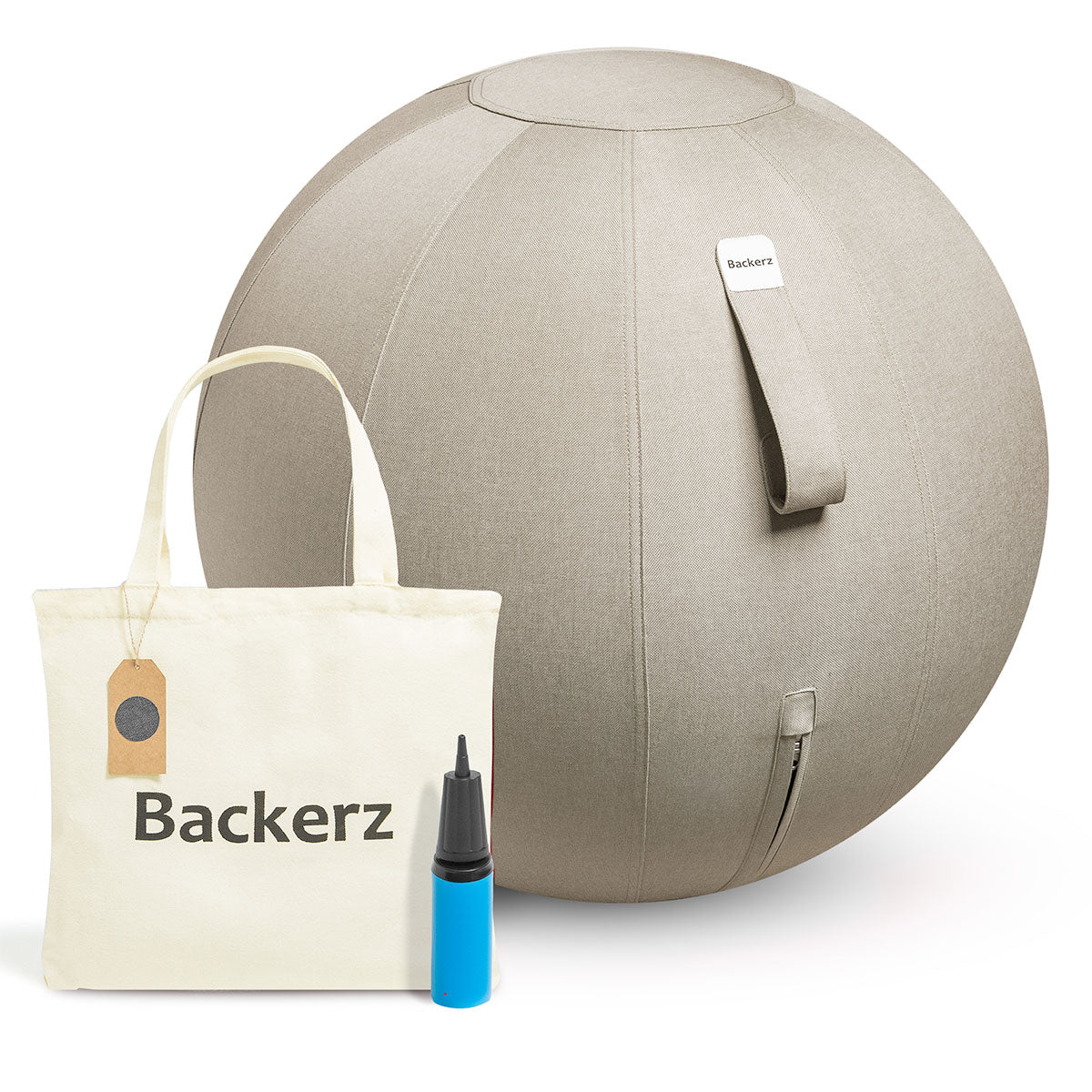 Een mooie linnen zitbal met een tote bag, ideaal voor een trendy en comfortabele uitstraling in je interieur.