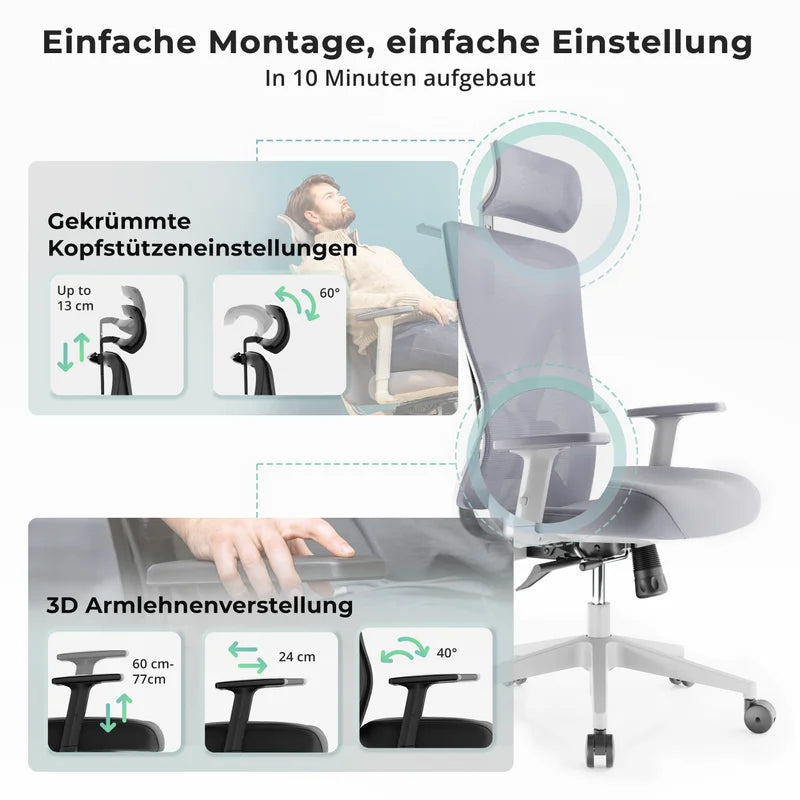 Backerz Chaise de bureau ergonomique