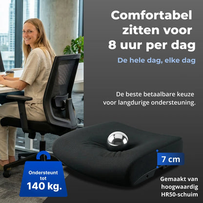 Backerz Low bureaustoel voor comfortabel zitten tot 8 uur per dag, met 7 cm dik zitkussen van hoogwaardig HR50-schuim en ondersteuning tot 140 kg.