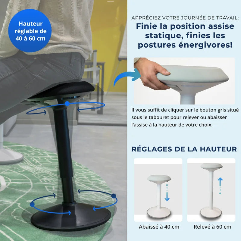 Tabouret oscillant ergonomique de bureau