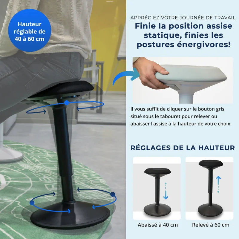 Tabouret oscillant ergonomique de bureau
