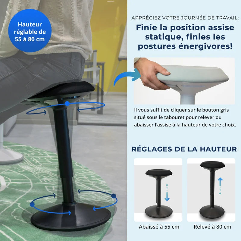 Tabouret oscillant ergonomique de bureau