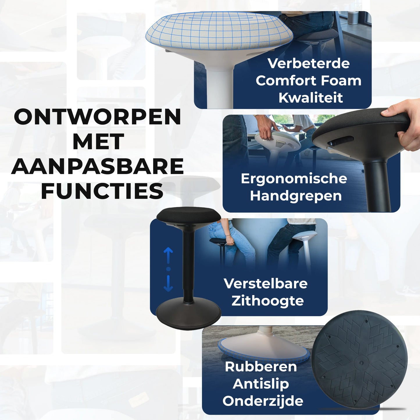 Tabouret oscillant ergonomique de bureau