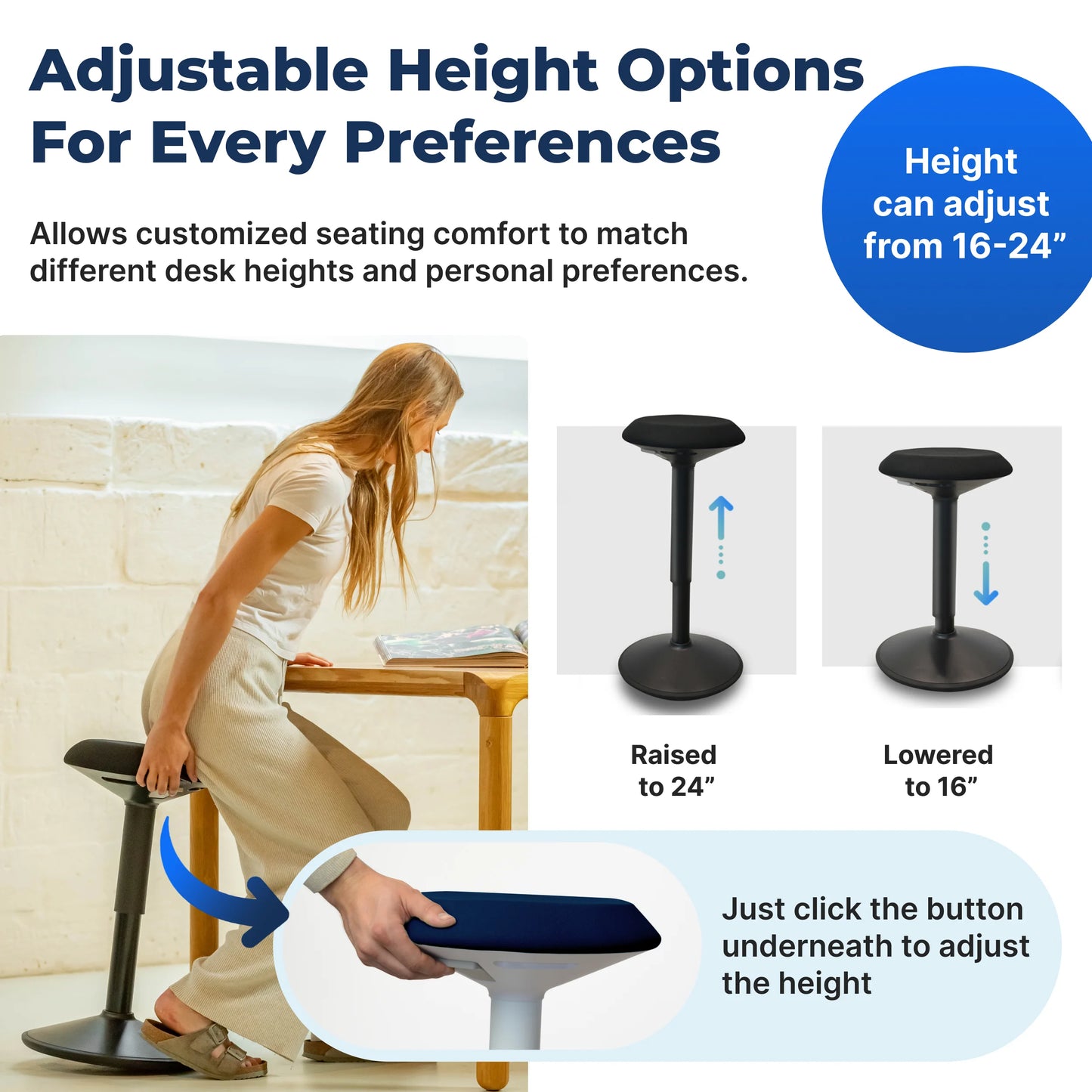 Tabouret oscillant ergonomique de bureau