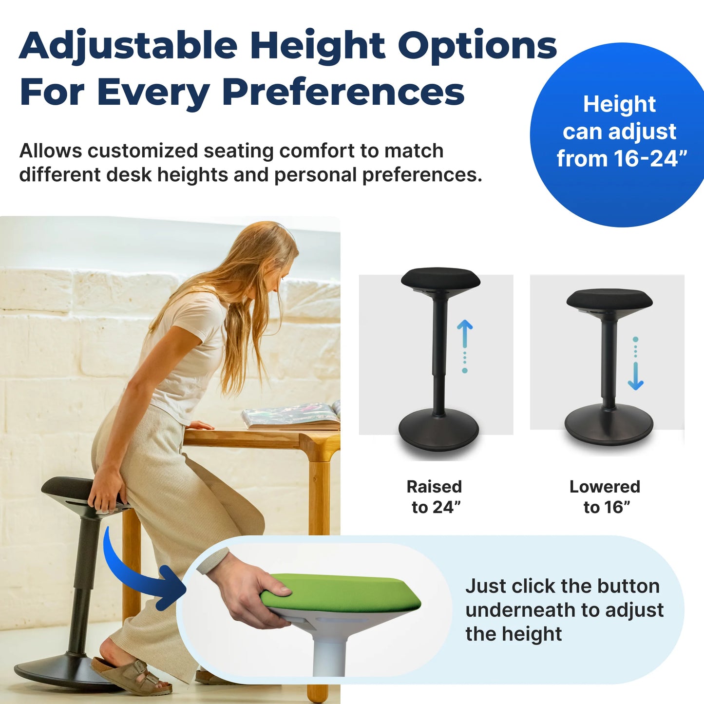 Tabouret oscillant ergonomique de bureau