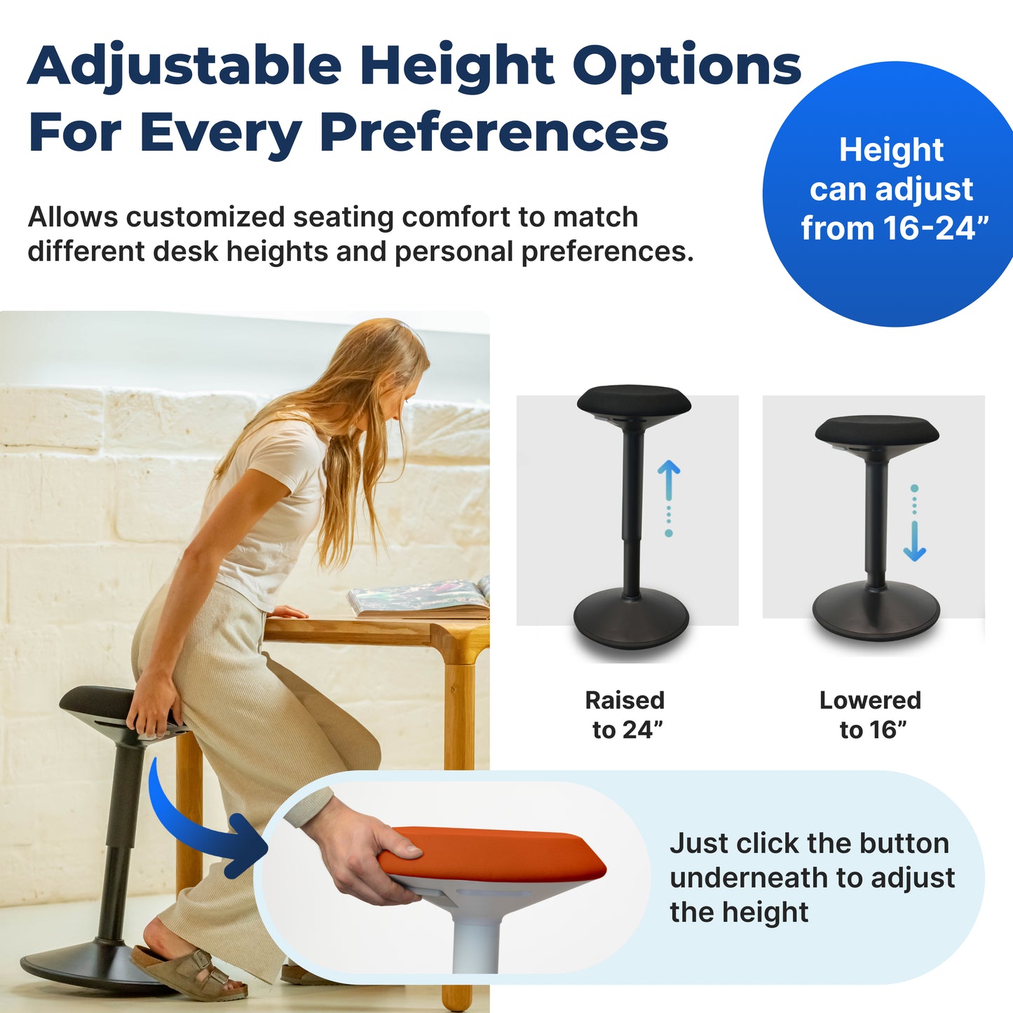 Tabouret oscillant ergonomique de bureau