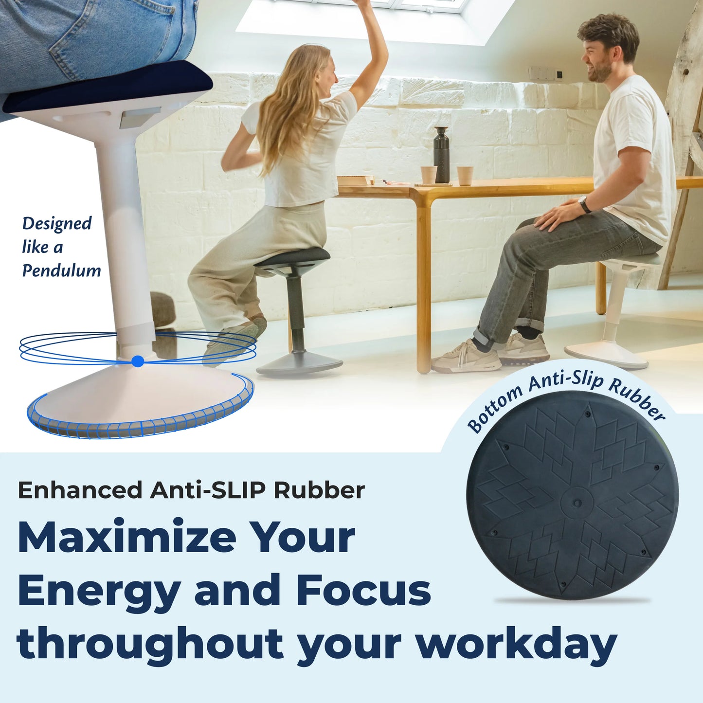 Tabouret oscillant ergonomique de bureau