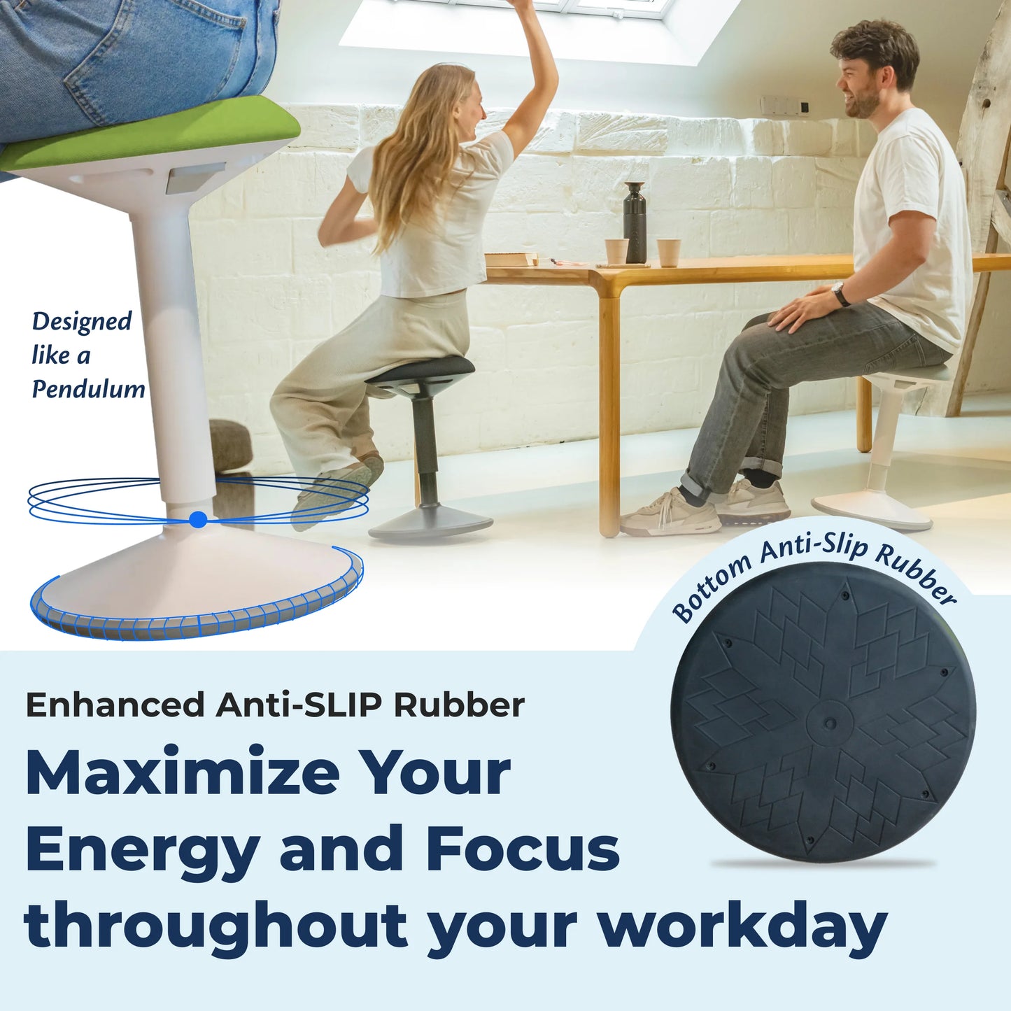 Tabouret oscillant ergonomique de bureau