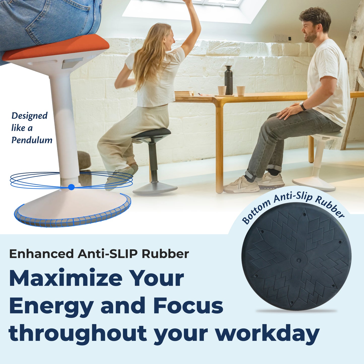 Tabouret oscillant ergonomique de bureau