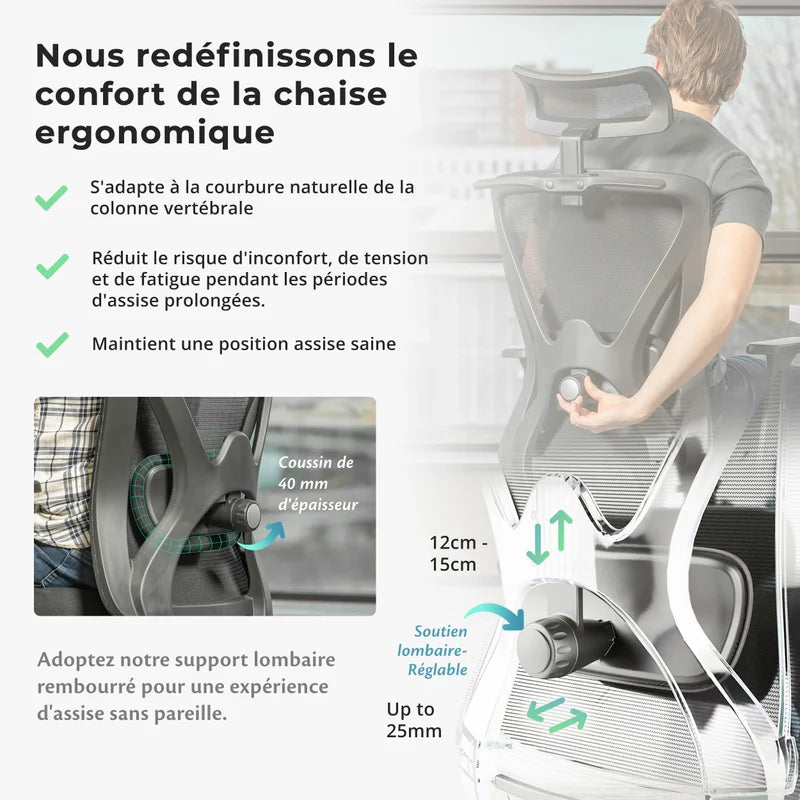 Backerz Chaise de bureau ergonomique