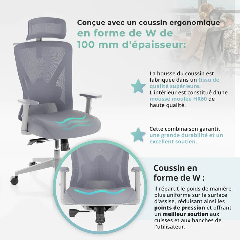 Backerz Chaise de bureau ergonomique