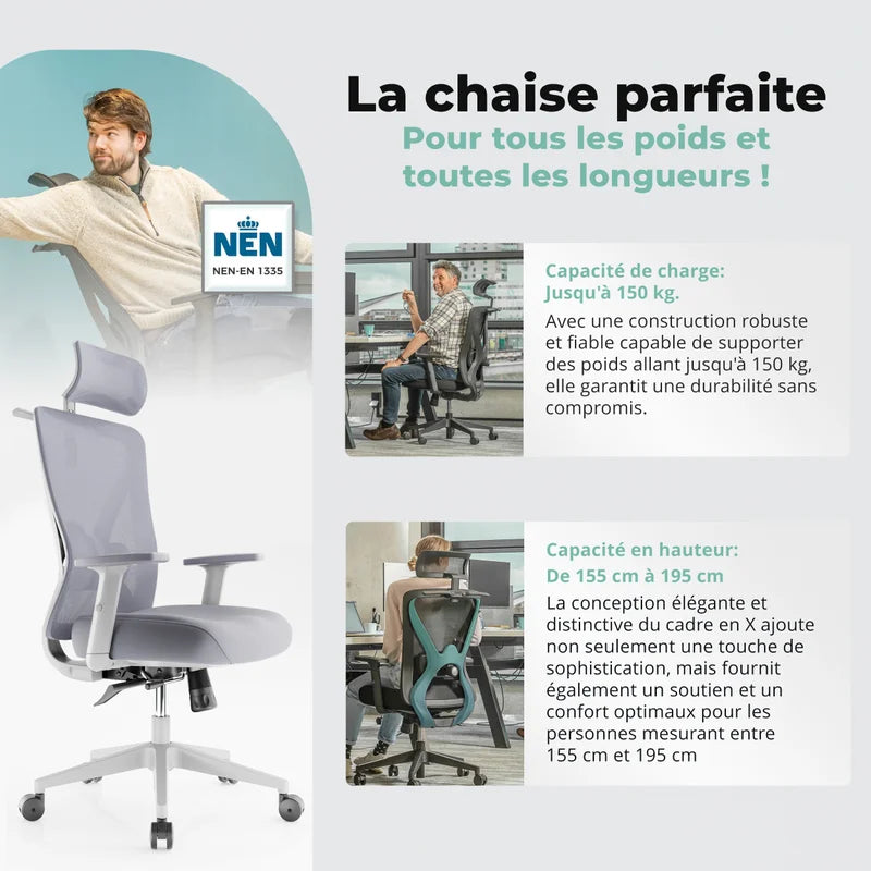 Backerz Chaise de bureau ergonomique